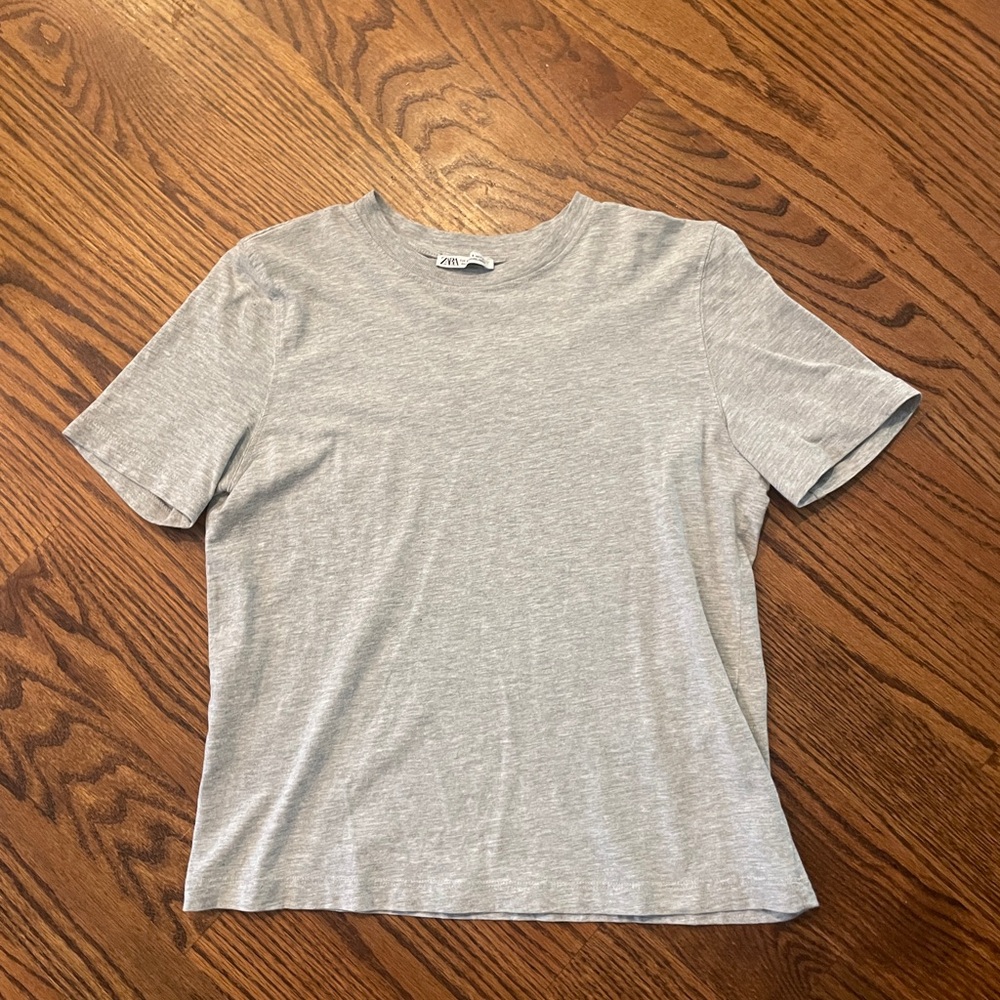Zara Gray Crew Neck T-Shirt